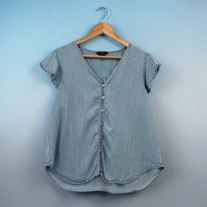 Velvet Heart Blue Tencel Denim Blouse L